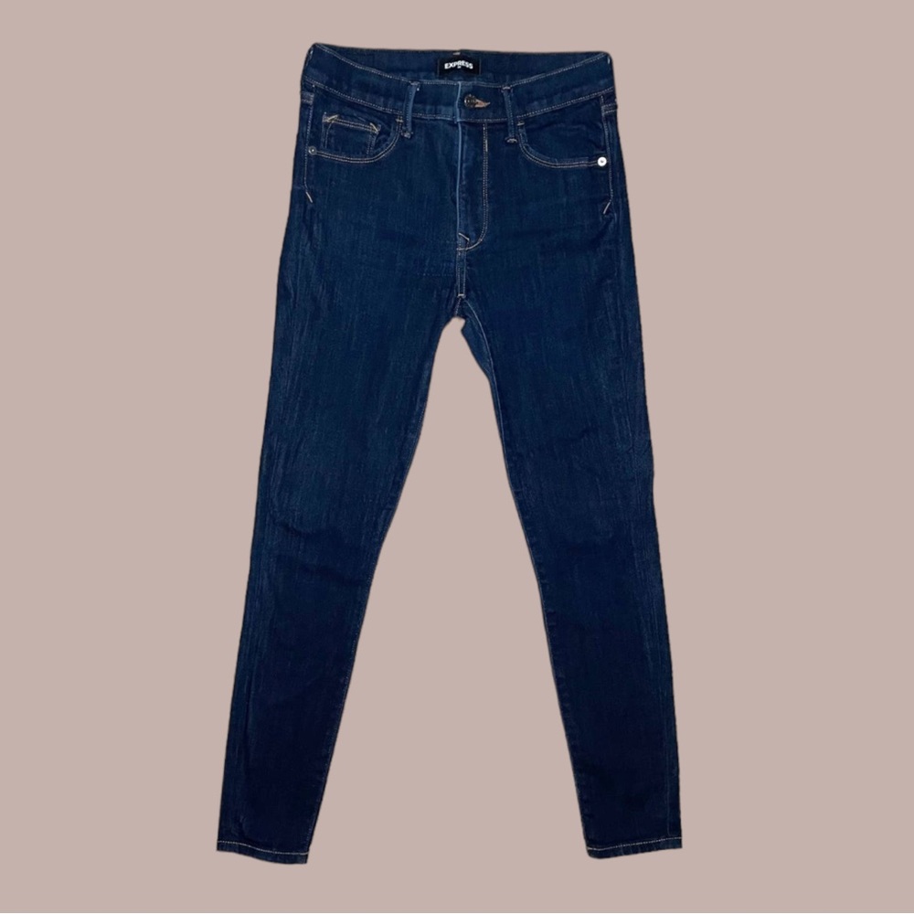 Express Mid Rise Dark Wash Cropped Stretchy Skinny Jeans Size 2R